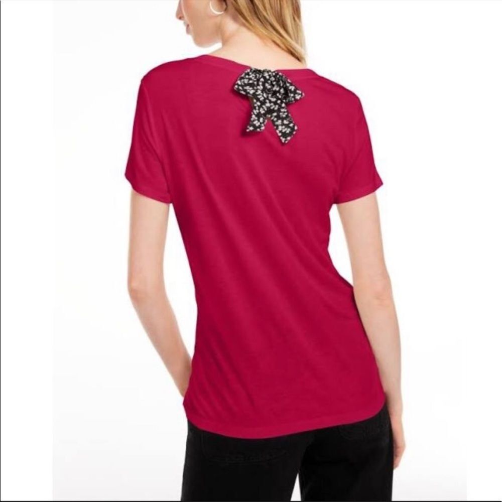 Maison Jules Dress Tshirt Sz Medium Deep Pink w/black & white back tie
